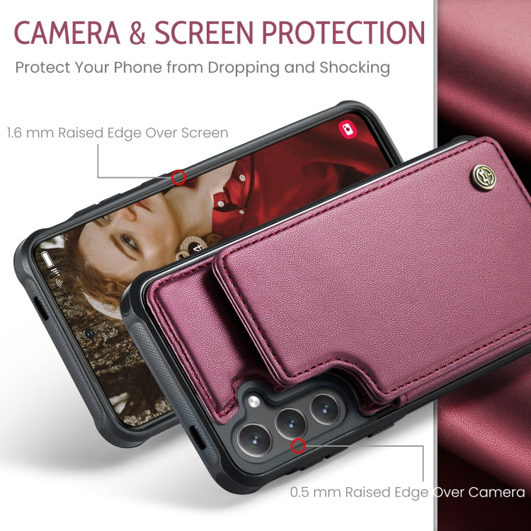 For Samsung Galaxy S25 5G CaseMe C22 Card Slots Holder RFID Anti-theft Phone Case(Red) - Galaxy S25 5G Cases by CaseMe | Online Shopping South Africa | PMC Jewellery | Buy Now Pay Later Mobicred