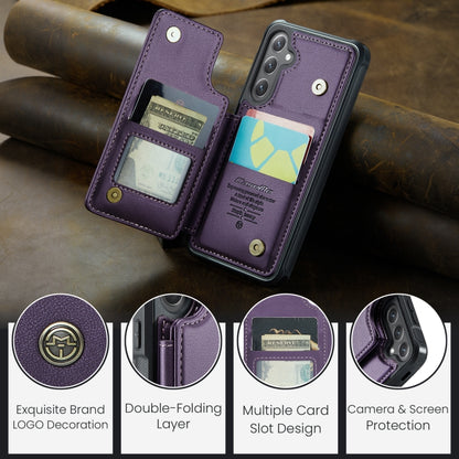 For Samsung Galaxy S25 5G CaseMe C22 Card Slots Holder RFID Anti-theft Phone Case(Purple) - Galaxy S25 5G Cases by CaseMe | Online Shopping South Africa | PMC Jewellery | Buy Now Pay Later Mobicred