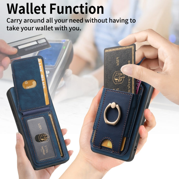For Honor Magic7 Pro Retro Splitable Magnetic Stand Card Bag Leather Phone Case(Blue) - Honor Cases by PMC TechLife | Online Shopping South Africa | PMC TechLife | Buy Now Pay Later Mobicred