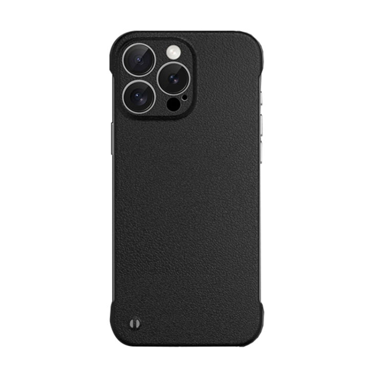 For iPhone 15 Pro Frameless Litchi Texture PC Phone Case(Graphite Black) - iPhone 15 Pro Cases by PMc TechLife | Online Shopping South Africa | PMc TechLife | Buy Now Pay Later Mobicred