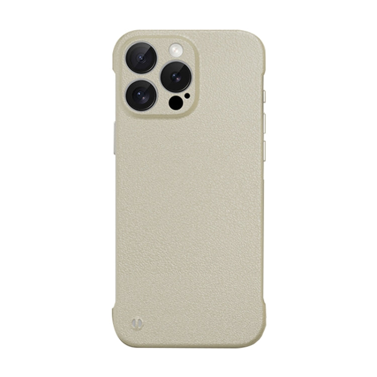 For iPhone 13 Pro Max Frameless Litchi Texture PC Phone Case(Light Yellow) - free shipping - PMc TechLife - Order now!
