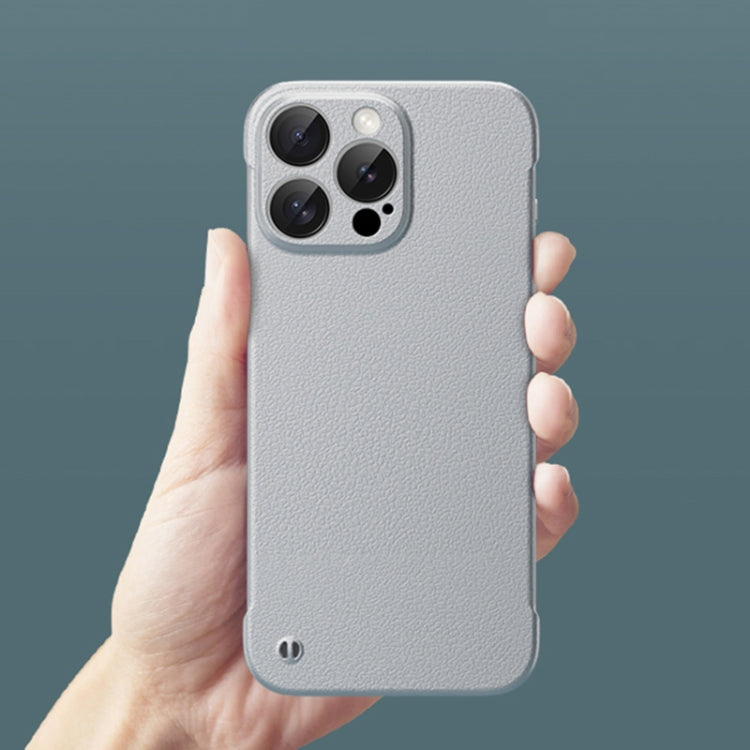 For iPhone 16 Pro Frameless Litchi Texture PC Phone Case(Titanium Silver) - iPhone 16 Pro Cases by PMc TechLife | Online Shopping South Africa | PMc TechLife | Buy Now Pay Later Mobicred