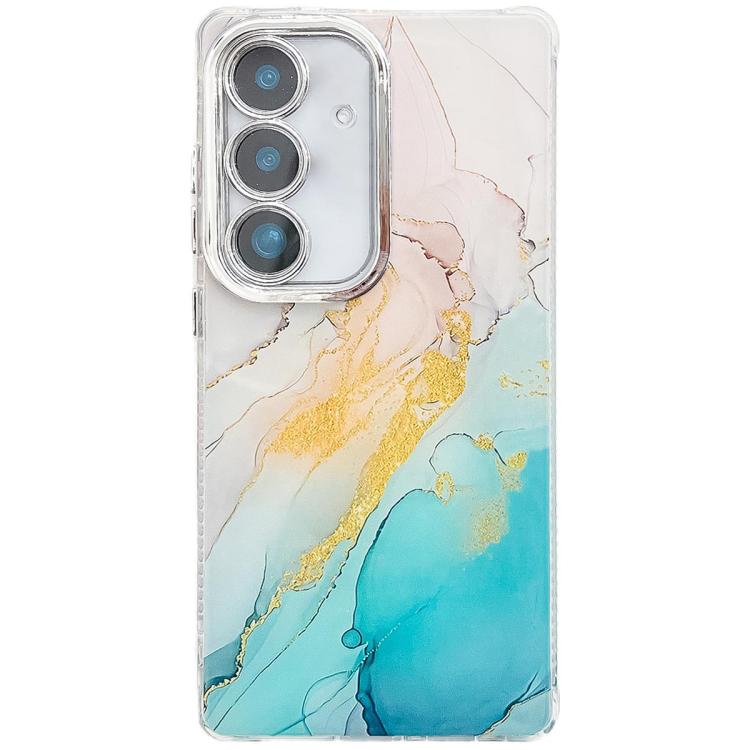 For Samsung Galaxy S25+ 5G Electroplated Marble Texture Phone Case(Yellow Green M13) - Galaxy S25+ 5G Cases by PMC Jewellery | Online Shopping South Africa | PMC Jewellery | Buy Now Pay Later Mobicred