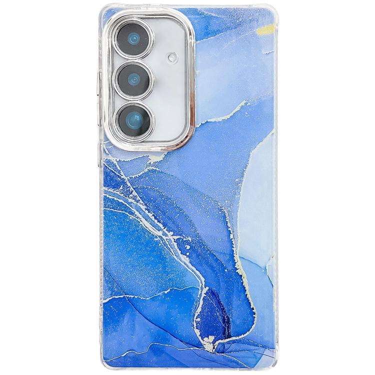 For Samsung Galaxy S25+ 5G Electroplated Marble Texture Phone Case(Dark Blue M16) - Galaxy S25+ 5G Cases by PMC Jewellery | Online Shopping South Africa | PMC Jewellery | Buy Now Pay Later Mobicred