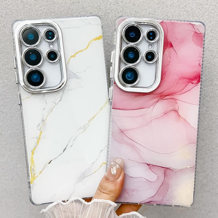 For Samsung Galaxy S25+ 5G Electroplated Marble Texture Phone Case(White M8) - Galaxy S25+ 5G Cases by PMC Jewellery | Online Shopping South Africa | PMC Jewellery | Buy Now Pay Later Mobicred