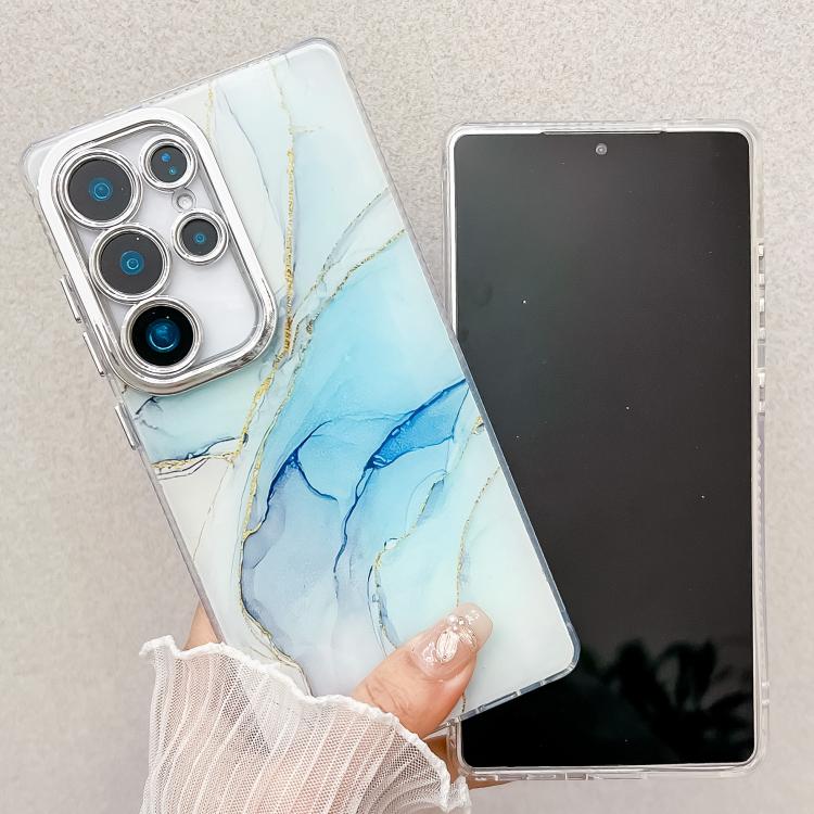 For Samsung Galaxy S25 Ultra 5G Electroplated Marble Texture Phone Case(Blue Purple M10) - Galaxy S25 Ultra 5G Cases by PMC Jewellery | Online Shopping South Africa | PMC Jewellery | Buy Now Pay Later Mobicred