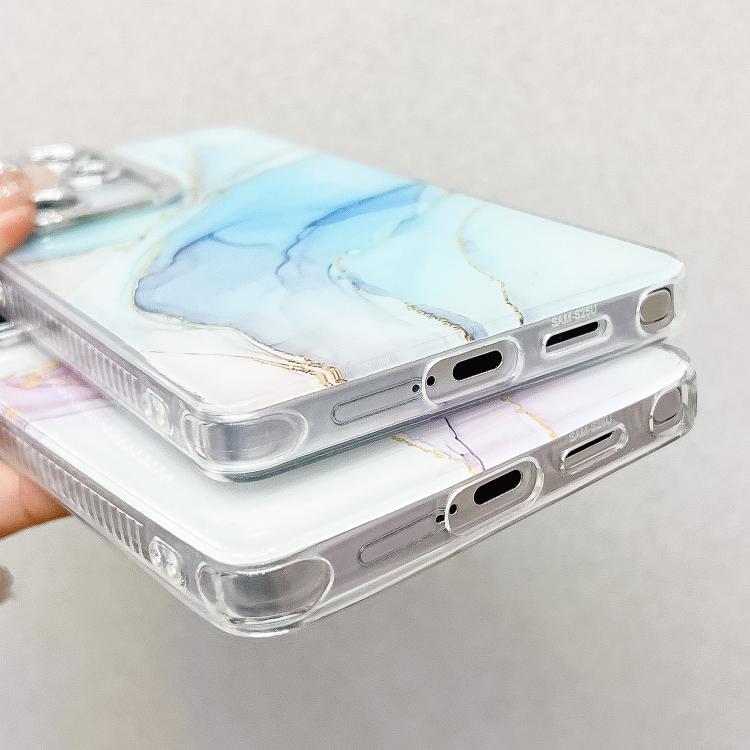 For Samsung Galaxy S25 5G Electroplated Marble Texture Phone Case(Gold White M1) - Galaxy S25 5G Cases by PMC Jewellery | Online Shopping South Africa | PMC Jewellery | Buy Now Pay Later Mobicred