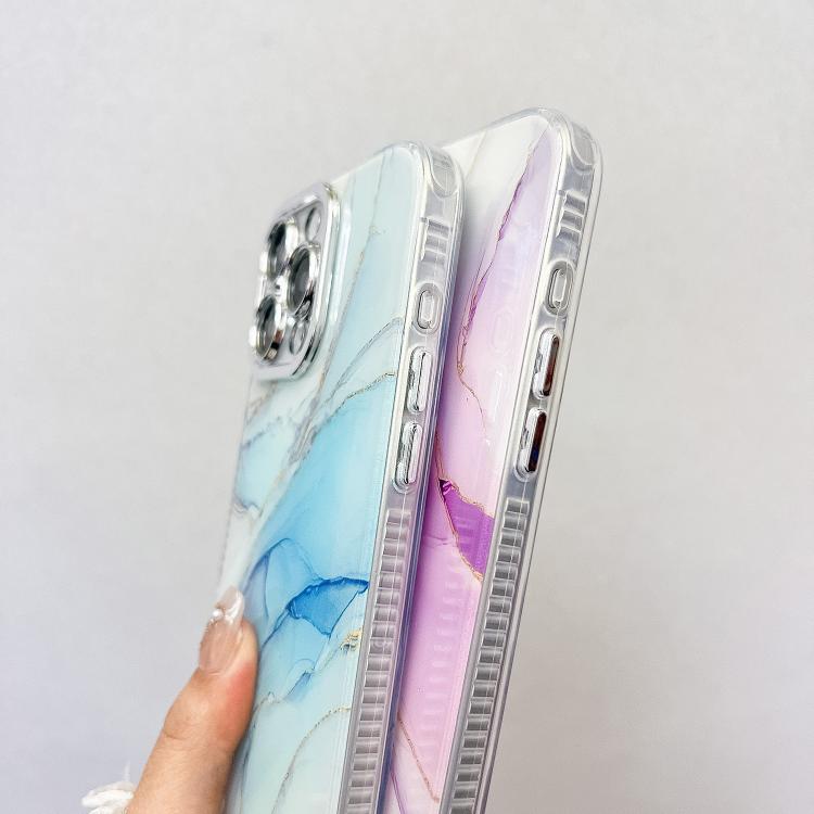 For iPhone 16e Electroplated Marble Texture Phone Case(Pink Purple M4) - iPhone 16e Cases by PMC TechLife | Online Shopping South Africa | PMC TechLife | Buy Now Pay Later Mobicred
