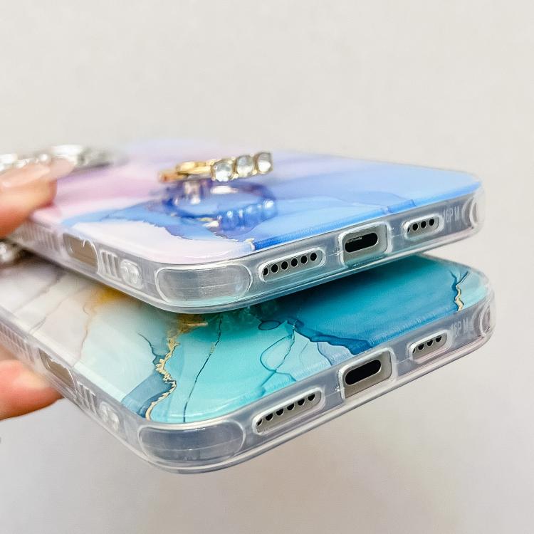 For iPhone 16e Electroplated Marble Texture Ring Holder Phone Case(Gold Purple Red S15) - free shipping - PMC TechLife - Order now!