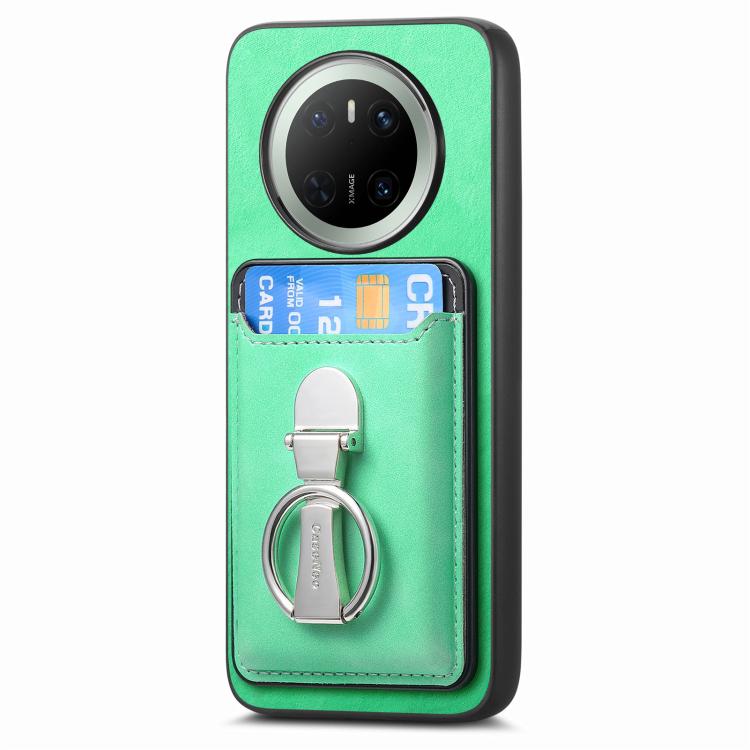 For Huawei Mate 70 Retro Folding Ring Holder Card Bag MagSafe Phone Case(Green) - Huawei Cases by PMC TechLife | Online Shopping South Africa | PMC TechLife | Buy Now Pay Later Mobicred