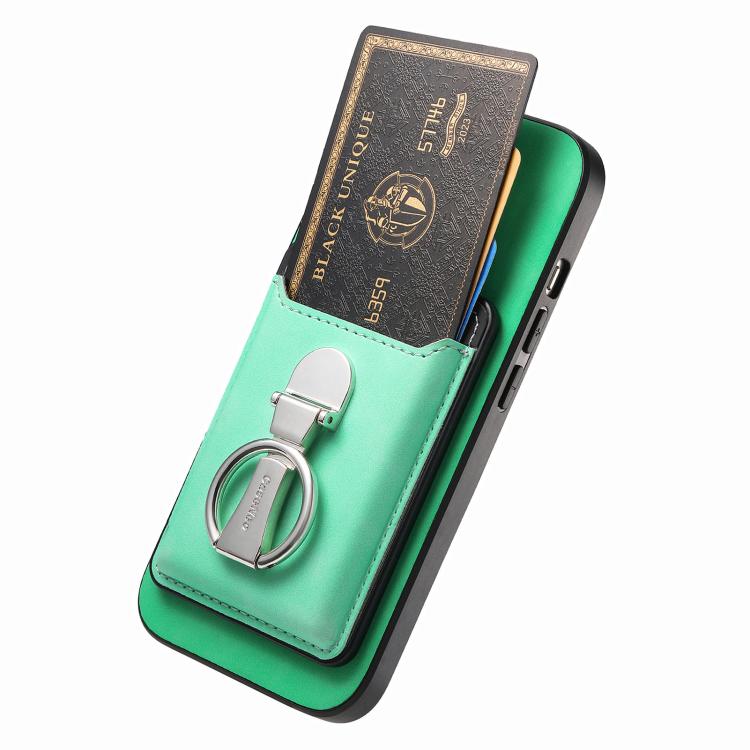 For Huawei Mate 70 Retro Folding Ring Holder Card Bag MagSafe Phone Case(Green) - Huawei Cases by PMC TechLife | Online Shopping South Africa | PMC TechLife | Buy Now Pay Later Mobicred