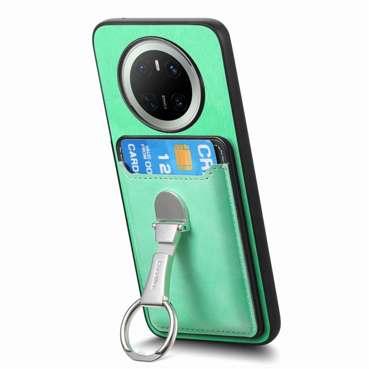 For Huawei Mate 70 Retro Folding Ring Holder Card Bag MagSafe Phone Case(Green) - Huawei Cases by PMC TechLife | Online Shopping South Africa | PMC TechLife | Buy Now Pay Later Mobicred