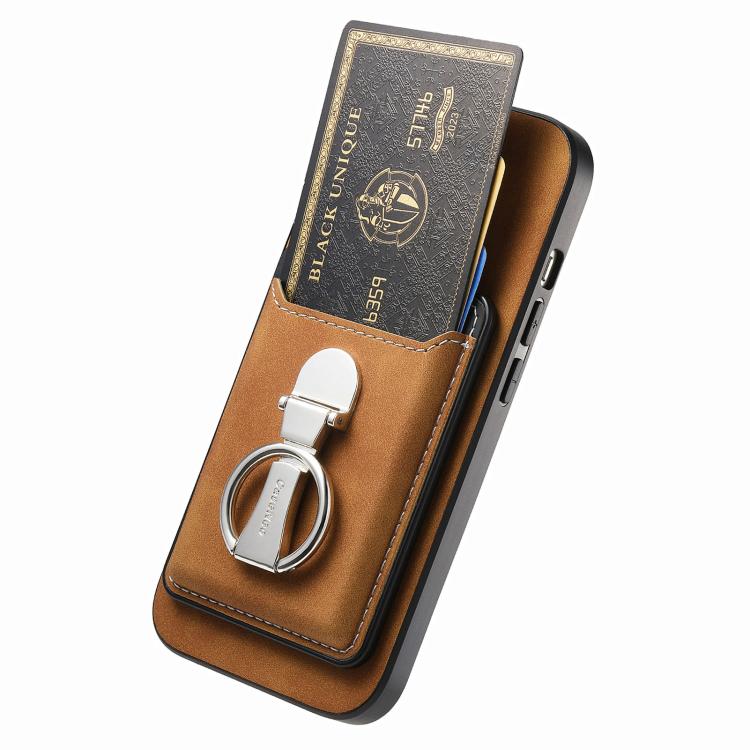 For Huawei Mate 70 Pro Retro Folding Ring Holder Card Bag MagSafe Phone Case(Brown) - Huawei Cases by PMC TechLife | Online Shopping South Africa | PMC TechLife | Buy Now Pay Later Mobicred