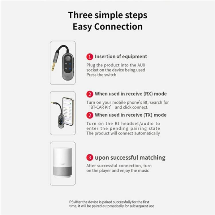 W10 Car Stereo Wireless Connection Audio Adapter 2 in 1 Car Bluetooth 5.3 Receiver Transmitter - Bluetooth Adapters by PMc TechLife | Online Shopping South Africa | PMc TechLife | Buy Now Pay Later Mobicred