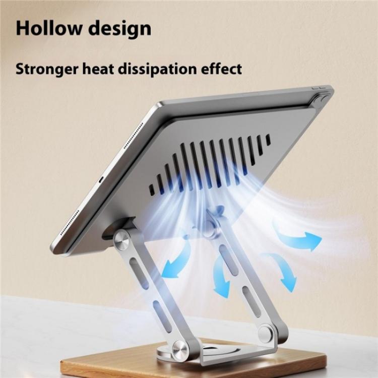 J27 Desktop Foldable Rotating Wooden Base Tablets Laptops Metal Cooling Holder(Silver) - Laptop Stand by PMC TechLife | Online Shopping South Africa | PMC TechLife | Buy Now Pay Later Mobicred