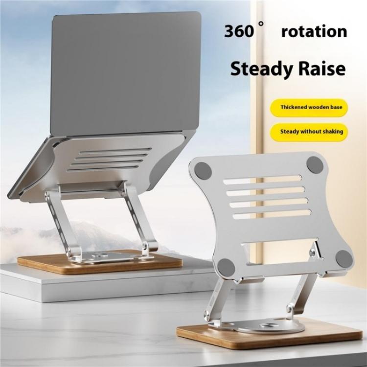 J31 Foldable 360-Degree Rotating Laptop Metal Wood Cooling Stand(Black) - Laptop Stand by PMC TechLife | Online Shopping South Africa | PMC TechLife | Buy Now Pay Later Mobicred