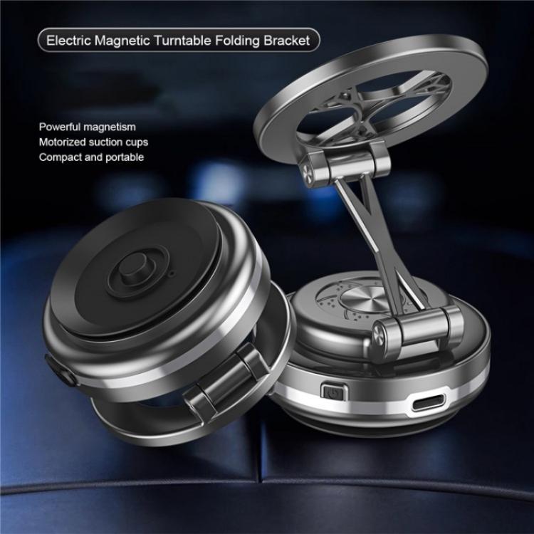 C6 Adjustable Folding Rotating Car Stand Vacuum Suction Cup Magnetic Phone Holder(Silver) - Wireless Charger Holders by PMc TechLife | Online Shopping South Africa | PMc TechLife | Buy Now Pay Later Mobicred