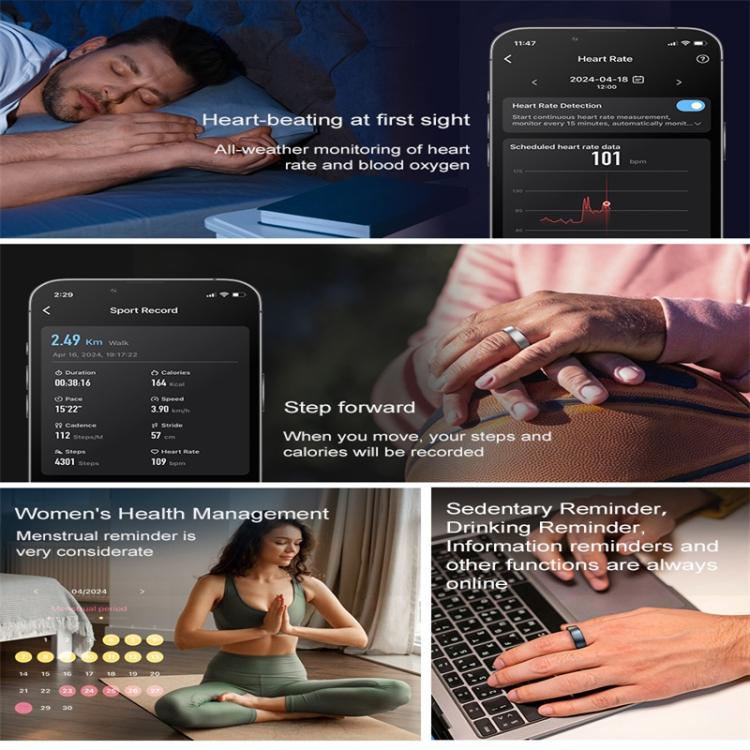 R10 SIZE 8 Smart Ring, Support Heart Rate / Blood Oxygen / Sleep / Multiple Sports Modes(Rose Gold) - free shipping - PMC TechLife - Order now!
