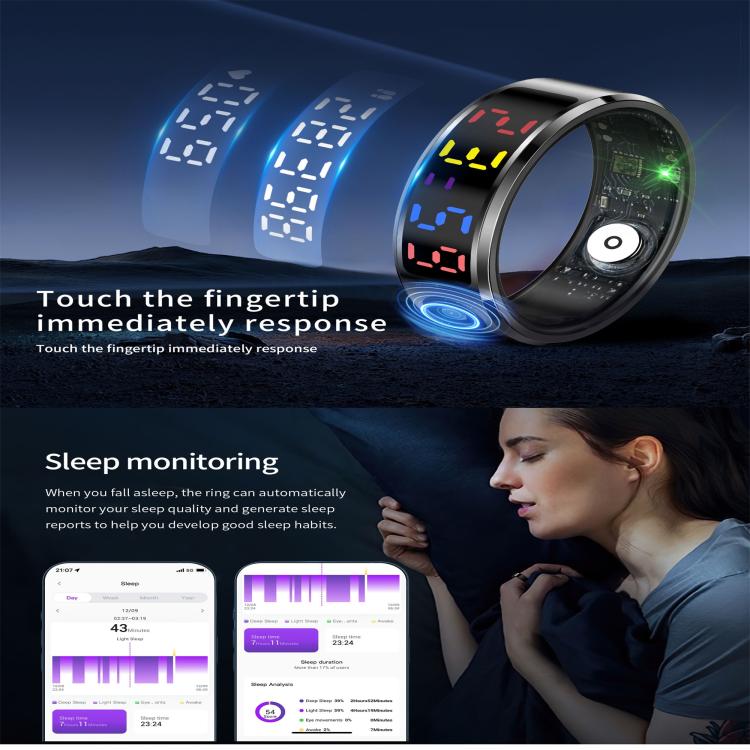 R12 SIZE 12 Smart Ring, Support Heart Rate / Blood Oxygen / Sleep / Multiple Sports Modes(Gold) - free shipping - PMC TechLife - Order now!