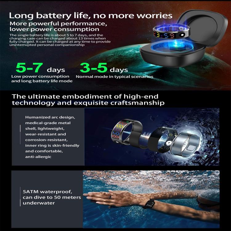 R12 SIZE 12 Smart Ring, Support Heart Rate / Blood Oxygen / Sleep / Multiple Sports Modes(Gold) - free shipping - PMC TechLife - Order now!
