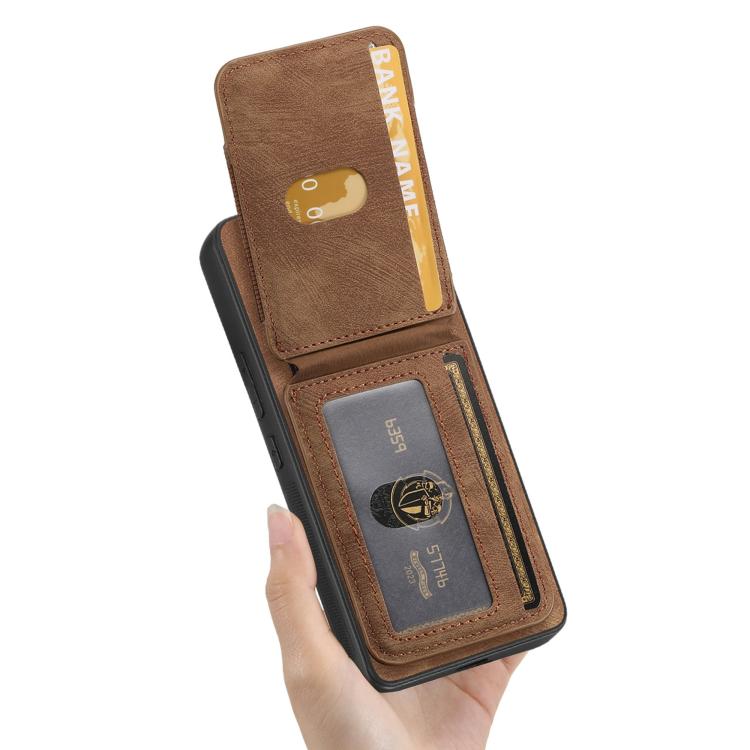 For Google Pixel 9a Retro Splitable Magnetic Stand Card Bag Leather Phone Case(Brown) - Google Cases by PMC TechLife | Online Shopping South Africa | PMC TechLife | Buy Now Pay Later Mobicred