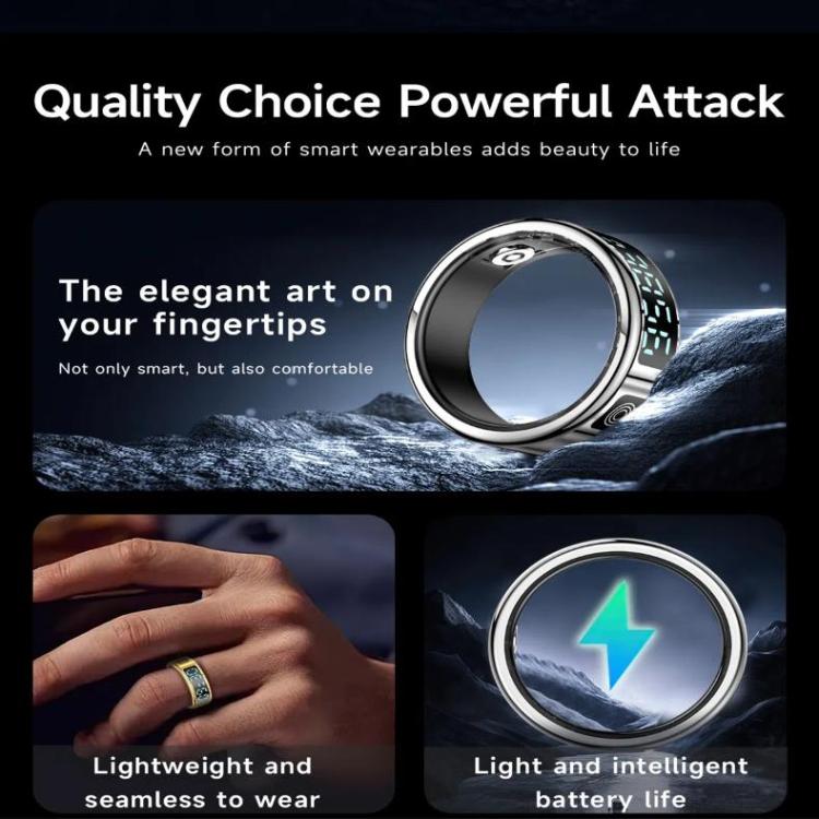 SR08 SIZE 11 Smart Ring, Support Hand Gestures Control / Health Monitoring / Multiple Sports Modes(Silver) - free shipping - PMc TechLife - Order now!