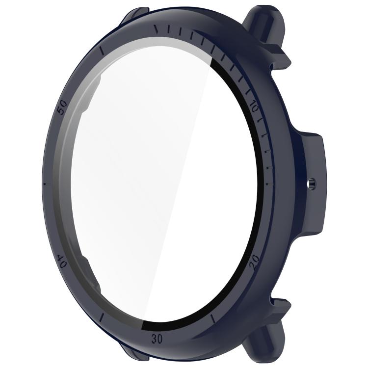 For Amazfit Active 2 A2437 Tempered Film Integrated PC Watch Protective Case(Ink Blue) - Watch Cases by PMC TechLife | Online Shopping South Africa | PMC TechLife | Buy Now Pay Later Mobicred
