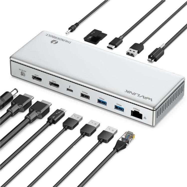 WAVLINK UTD45 96W Charging 8K / 4K Display Thunderbolt 4 Docking Station 13-in-1 Hub(UK Plug) - free shipping - PMc TechLife - Order now!