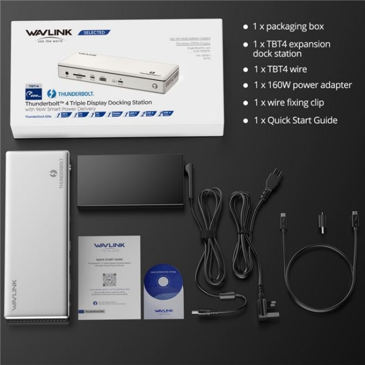 WAVLINK UTD45 96W Charging 8K / 4K Display Thunderbolt 4 Docking Station 13-in-1 Hub(EU Plug) - free shipping - PMc TechLife - Order now!