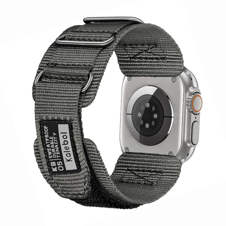 For Apple Watch 42mm / 41mm / 40mm / 38mm Kalebol Hook and Tri-Loop Nylon Watch Band(Silver) - free shipping - PMc TechLife - Order now!