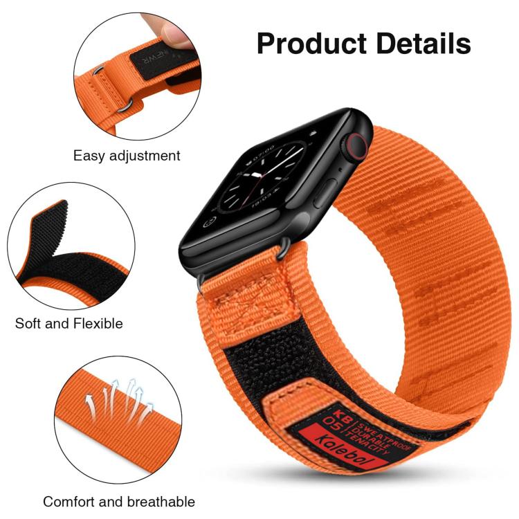 For Apple Watch 46mm / 49mm / 45mm / 44mm Kalebol Hook and Tri-Loop Nylon Watch Band(Silver) - Watch Bands by Kalebol | Online Shopping South Africa | PMc TechLife | Buy Now Pay Later Mobicred