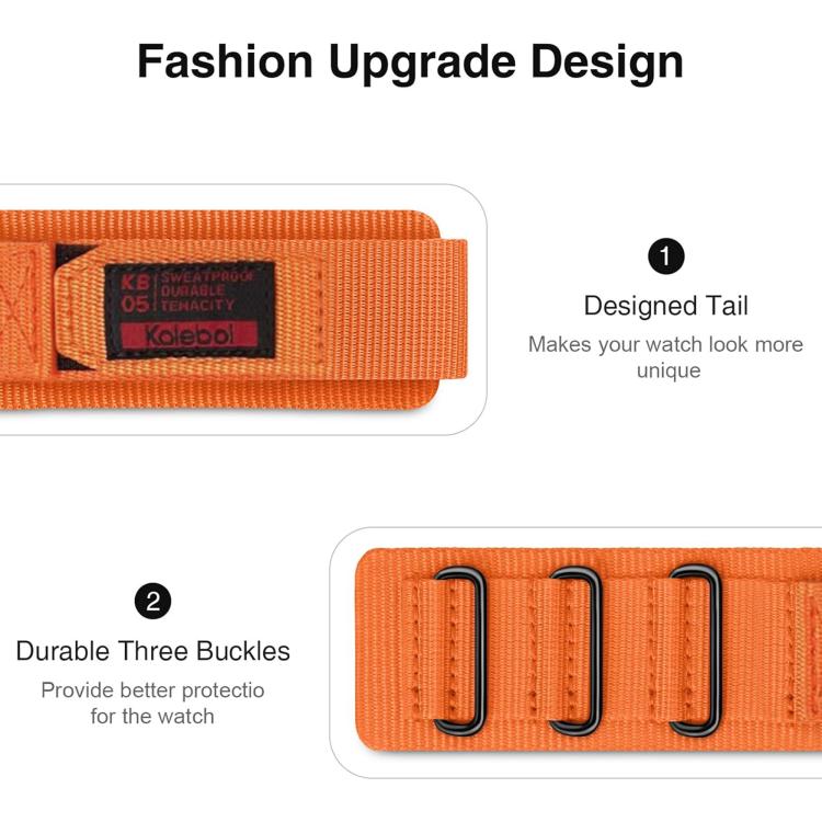 For Apple Watch 46mm / 49mm / 45mm / 44mm Kalebol Hook and Tri-Loop Nylon Watch Band(Silver) - Watch Bands by Kalebol | Online Shopping South Africa | PMc TechLife | Buy Now Pay Later Mobicred