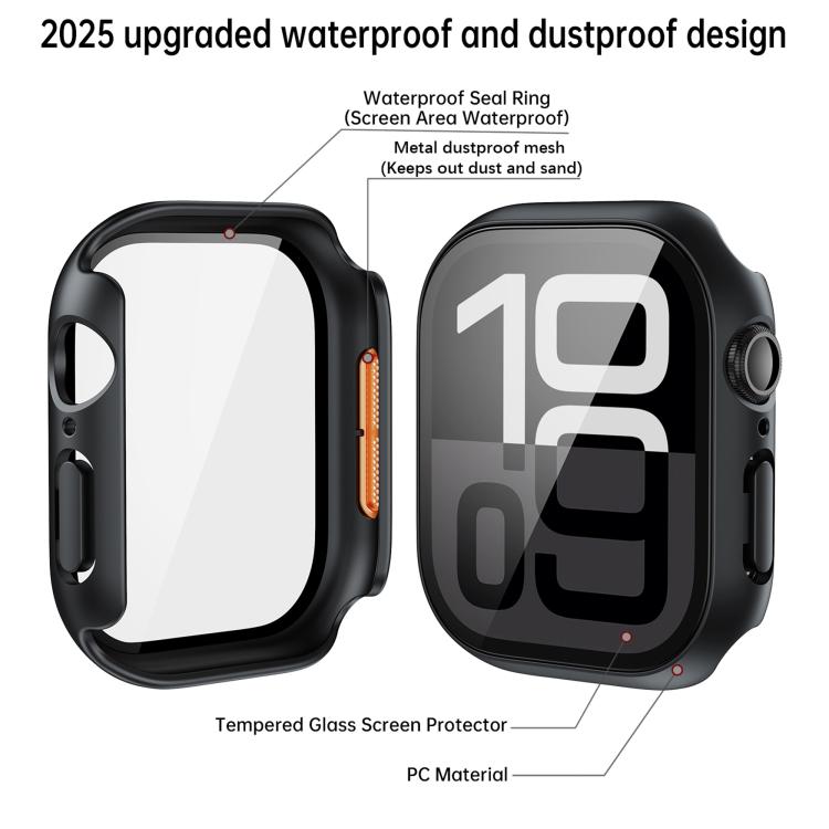 For Apple Watch Series 45mm Tempered Film Integrated PC Watch Protective Case(Original Machine Black) - Watch Cases by PMC TechLife | Online Shopping South Africa | PMC TechLife | Buy Now Pay Later Mobicred