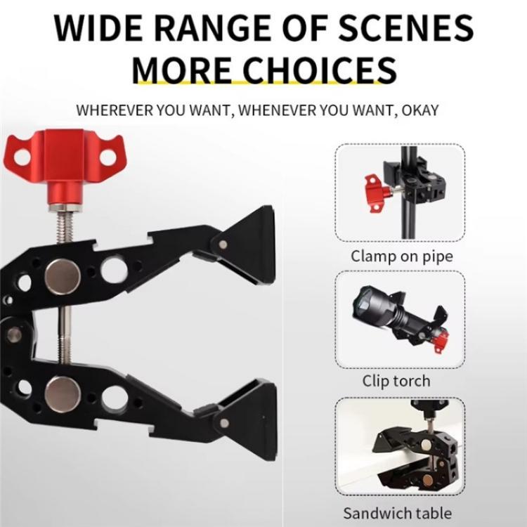 F084 Metal Hot Shoe Mount Multi-Function Crab Clamp Universal Photography Light Stand Clamp - free shipping - PMC TechLife - Order now!