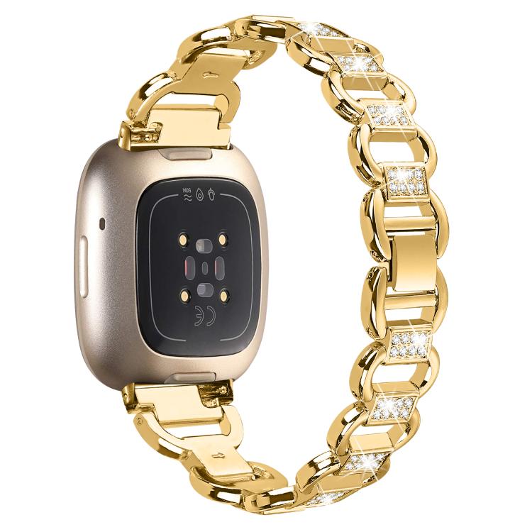 For Fitbit Versa 3 Oval Diamond Stainless Steel Watch Band(Gold) - free shipping - PMC TechLife - Order now!