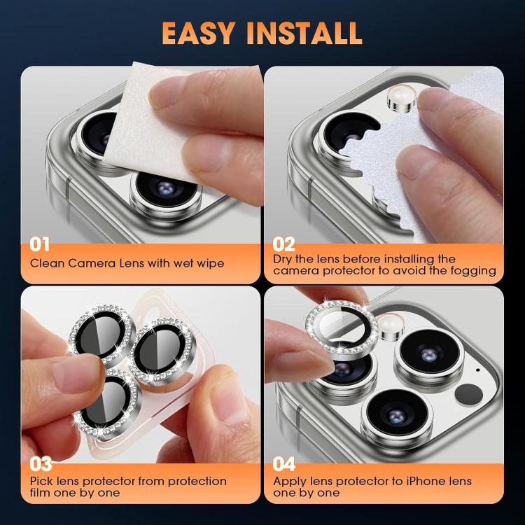 For iPhone 16e Kalebol Individual Camera Lens Diamond Ring Protector(Silver) - free shipping - PMc TechLife - Order now!