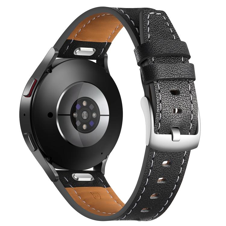 18mm Push Button Silver Steel Buckle Genuine Leather Watch Band(Black) - free shipping - PMC TechLife - Order now!