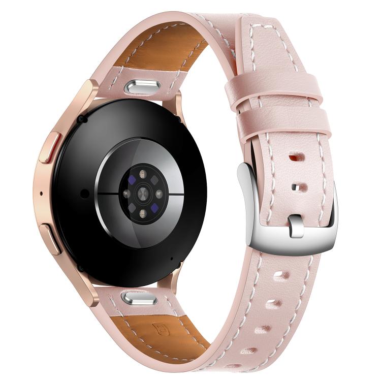 18mm Push Button Silver Steel Buckle Genuine Leather Watch Band(Light Pink) - free shipping - PMC TechLife - Order now!