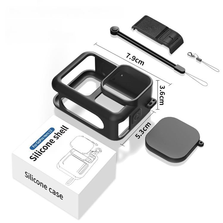 For GoPro HERO13 Black Silicone Protective Case with Wrist Strap & Lens Cover & Side Interface Cover - free shipping - PMC TechLife - Order now!