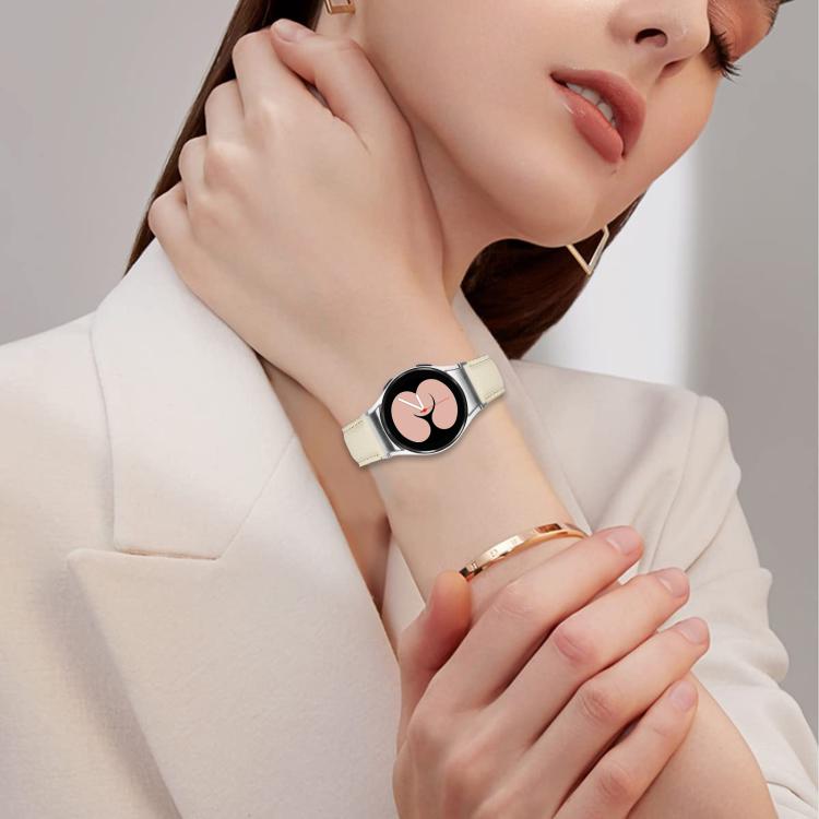 For Samsung Galaxy Watch 7 40 / 44mm Quick Release Lychee Texture Silver Turtle Back Buckle Leather Watch Band(Gray) - free shipping - PMC TechLife - Order now!