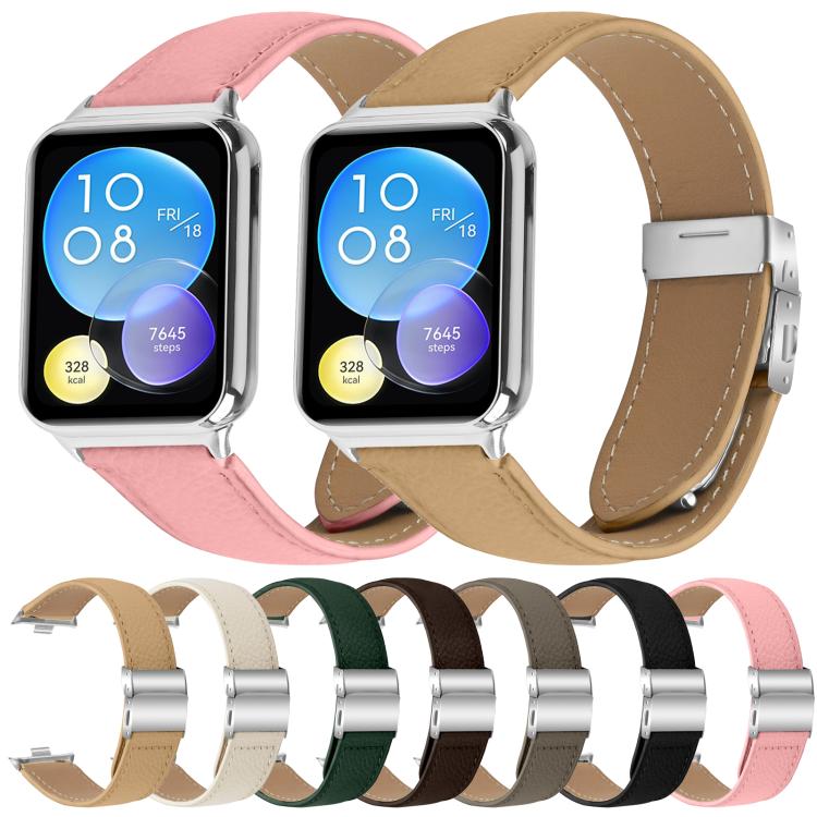 For Xiaomi Smart Bnad 9 Pro / Redmi Watch 5 Lychee Texture Silver Turtle Back Buckle Leather Watch Band(Green) - free shipping - PMC TechLife - Order now!