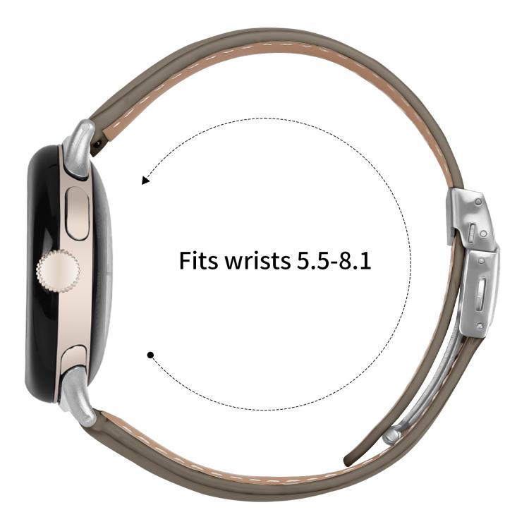 For Google Pixel Watch / Watch 2 / 3 41mm Lychee Texture Silver Turtle Back Buckle Leather Watch Band(Gray) - free shipping - PMC TechLife - Order now!