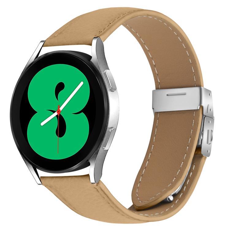 20mm Lychee Texture Silver Turtle Back Buckle Leather Watch Band(Camel) - free shipping - PMC TechLife - Order now!