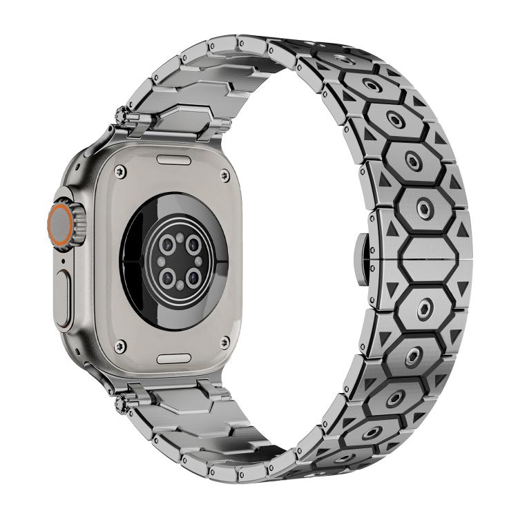 For Apple Watch 46mm / 49mm / 45mm / 44mm Octagonal Stainless Steel  Watch(Silver Inter Black) - free shipping - PMC TechLife - Order now!