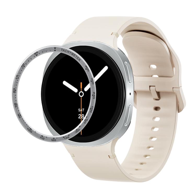 For Samsung Galaxy Watch8 40mm Speed Bezel and Solid Color Stitched Silicone Watch Band(Starlight Silver) - free shipping - PMC TechLife - Order now!