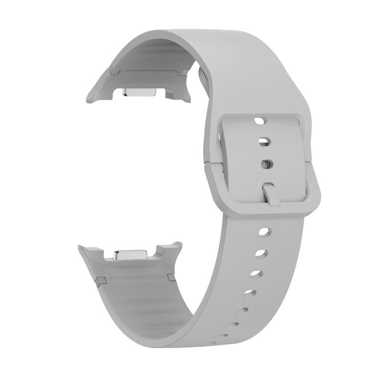 For Samsung Galaxy Watch8 44mm Diamond Bezel and Solid Color Stitched Silicone Watch Band(Gray Silver) - free shipping - PMC TechLife - Order now!