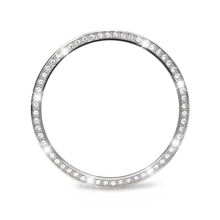 For Samsung Galaxy Watch8 40mm Diamond Bezel and Solid Color Stitched Silicone Watch Band(Light Blue Silver) - free shipping - PMC TechLife - Order now!