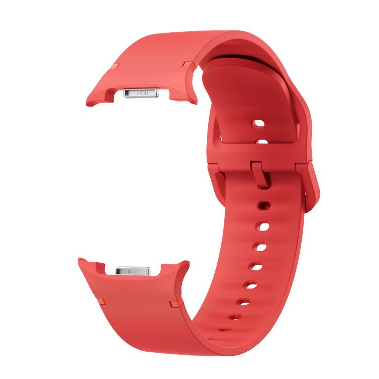 For Samsung Galaxy Watch8 44mm Rhombic Texture Bezel and Solid Color Stitched Silicone Watch Band(Red Silver) - free shipping - PMC TechLife - Order now!
