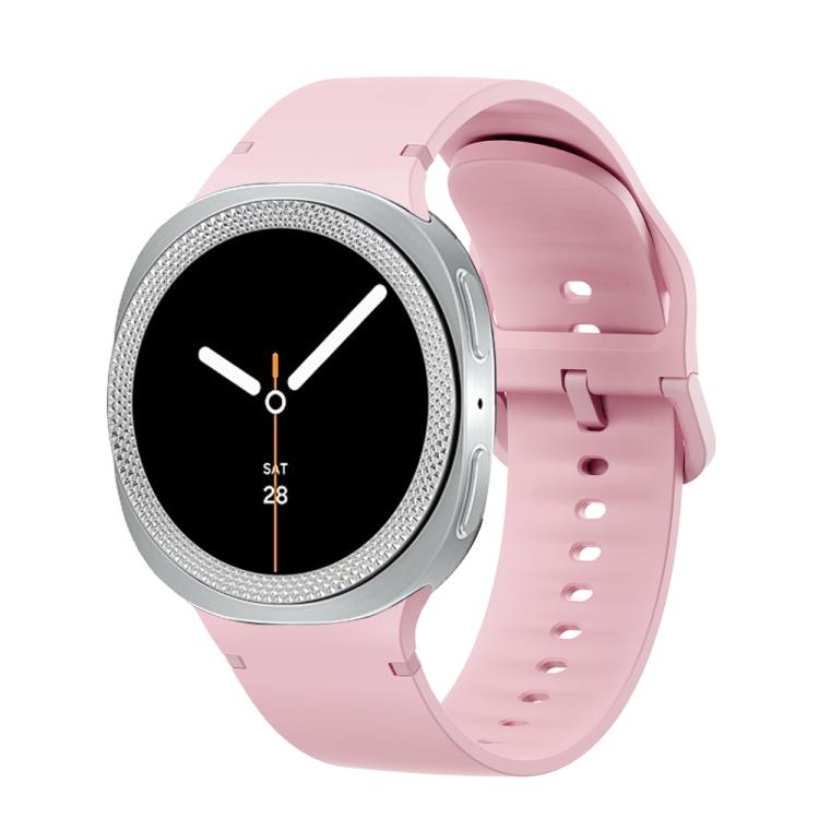 For Samsung Galaxy Watch8 40mm Rhombic Texture Bezel and Solid Color Stitched Silicone Watch Band(Light Pink Silver) - free shipping - PMC TechLife - Order now!
