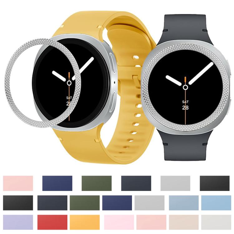 For Samsung Galaxy Watch8 40mm Rhombic Texture Bezel and Solid Color Stitched Silicone Watch Band(Light Blue Silver) - free shipping - PMC TechLife - Order now!